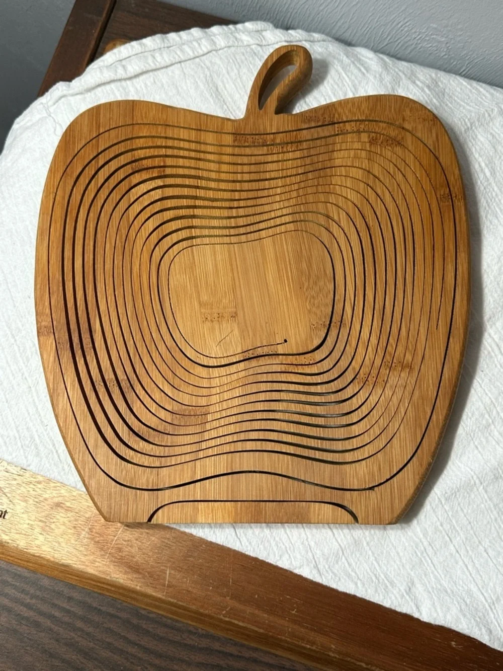 Vintage Collapsible Wooden Apple-Shaped Fruit Basket
